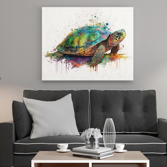 20x30 Painted Turtle Watercolor Oil Painting Wildlife Photography Print - Picture 1 of 5
